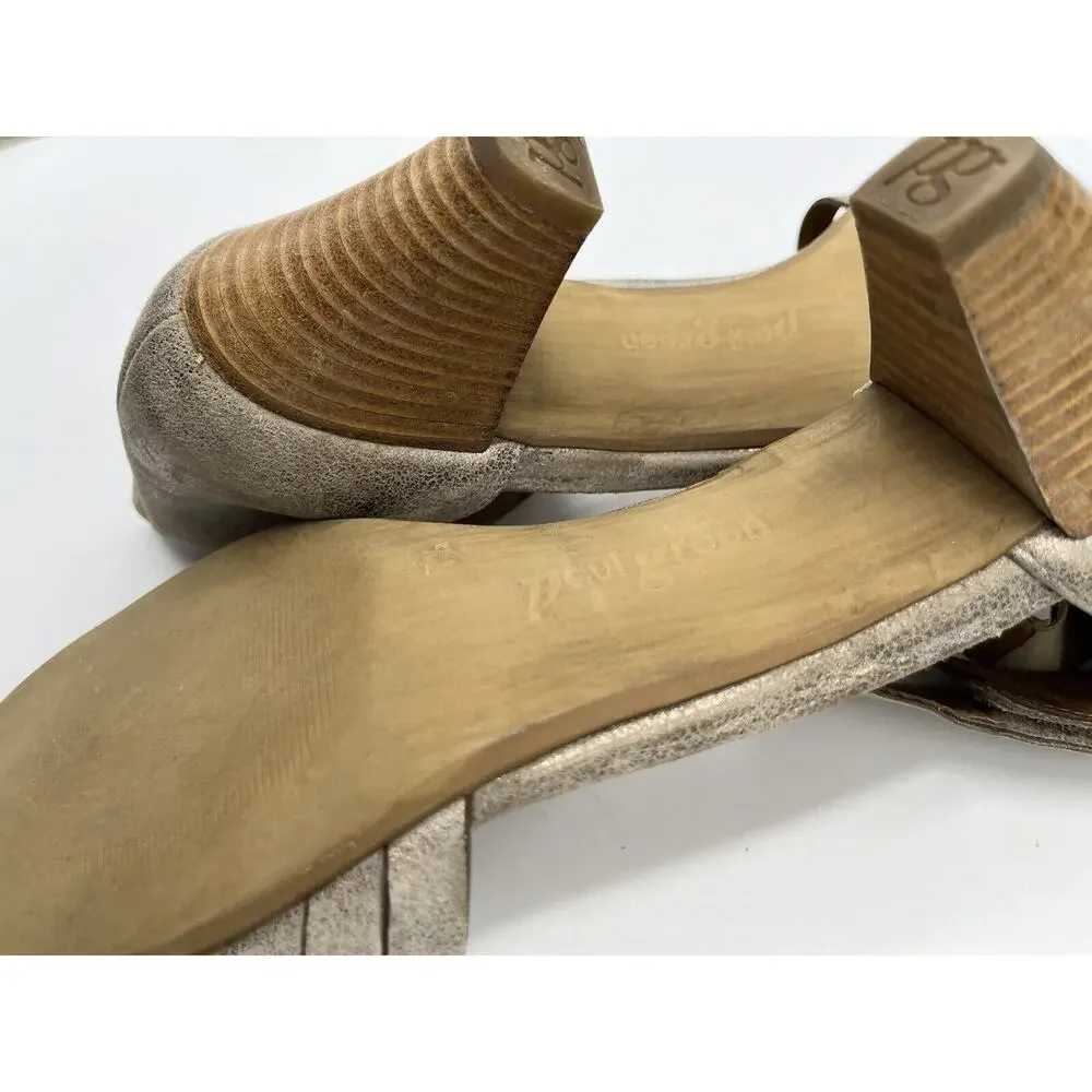 Paul Green Metallic leather Coco huarache Stacked heels Sandals Us‎ Sz 10/UK 7.5